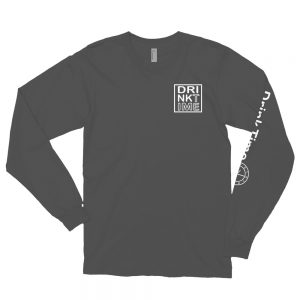 Drink Time Long Sleeve Tee White Front & Left Sleeve Print