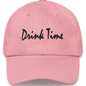 Drink Time Black Cursive Embroidered Baseball Cap