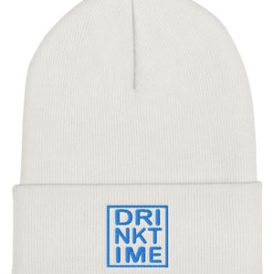 Drink Time Solid Carolina Blue Insignia Embroidered Cuffed Beanie – White